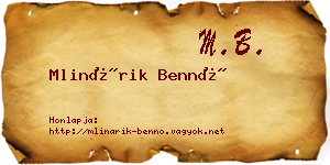 Mlinárik Bennó névjegykártya